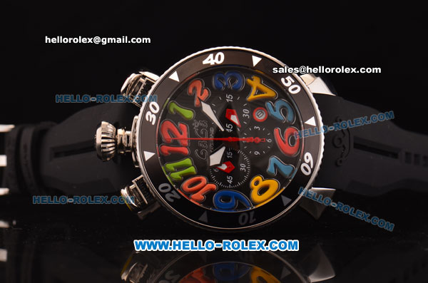Gaga Milano Chrono 48 Miyota OS20 Quartz PVD Bezel with Black Dial and Colorful Numeral Markers - Click Image to Close