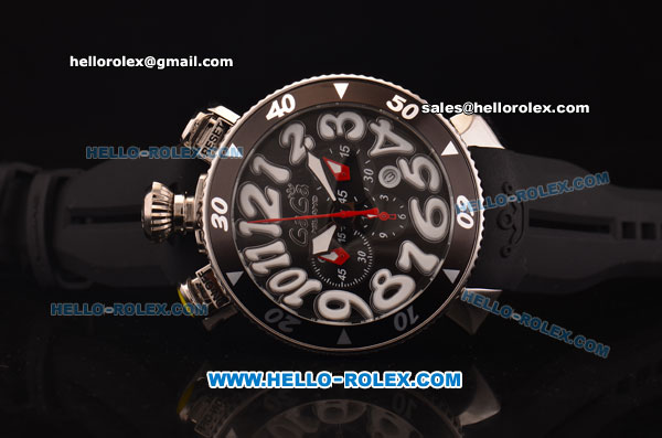 Gaga Milano Chrono 48 Miyota OS20 Quartz PVD Bezel with Black Dial and White Numeral Markers - Click Image to Close
