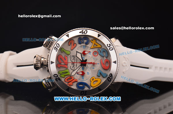 Gaga Milano Chrono 48 Miyota OS20 Quartz Steel Case with Silver Dial and Colorful Numeral Markers - Click Image to Close