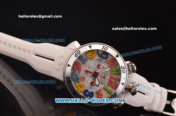 Gaga Milano Chrono 48 Miyota OS20 Quartz Steel Case with Silver Dial and Colorful Numeral Markers - Click Image to Close