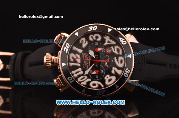 Gaga Milano Chrono 48 Miyota OS20 Quartz Rose Gold Case with Black Dial and White Numeral Markers - Click Image to Close