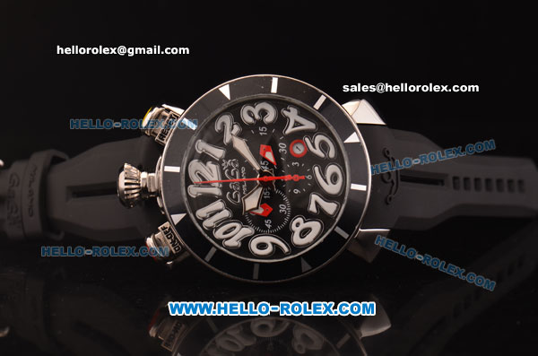 Gaga Milano Chrono 48 Miyota OS20 Quartz PVD Bezel with Black Dial and White Numeral Markers - Click Image to Close