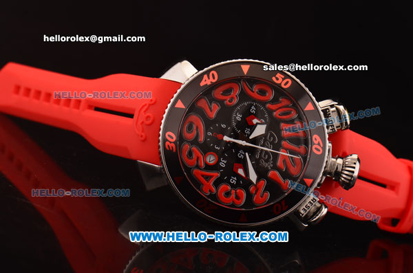 Gaga Milano Chrono 48 Miyota OS20 Quartz PVD Bezel with Black Dial and Red Numeral Markers - Click Image to Close