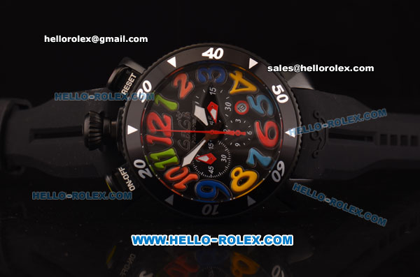 Gaga Milano Chrono 48 Miyota OS20 Quartz PVD Case with Black Dial and Colorful Numeral Markers - Click Image to Close