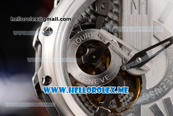 Antoine Preziuso Tourbillons Mega Tourbillon Swiss Manual Winding Steel Case with Silver/Skeleton Dial and Brown Leather Strap - Click Image to Close