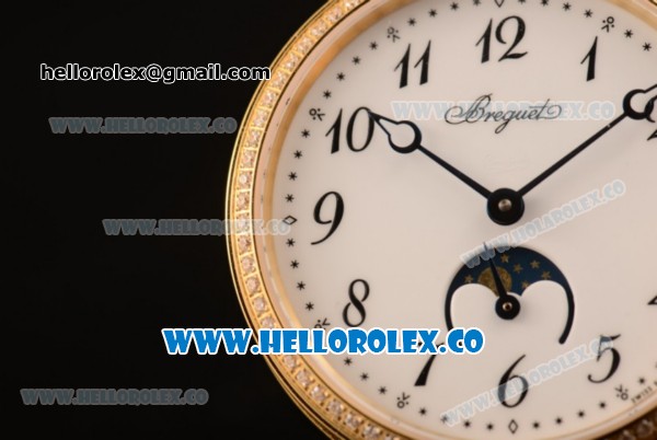 Breguet Classique Miyota 9015 Automatic Yellow Gold Case with White Dial Black Leather Strap and Arabic Numeral Markers - Click Image to Close