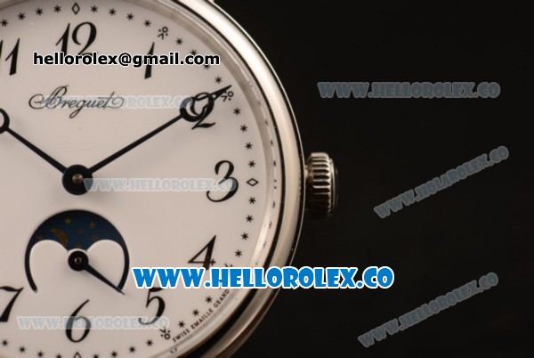 Breguet Classique Miyota 9015 Automatic Steel Case with White Dial Black Leather Strap and Arabic Numeral Markers - Click Image to Close