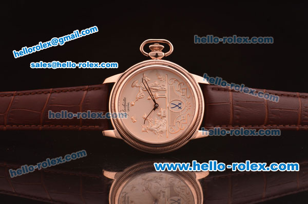 Glashutte Automatic Rose Gold Case with Rose Gold Dial and Brown Leather Strap - Click Image to Close