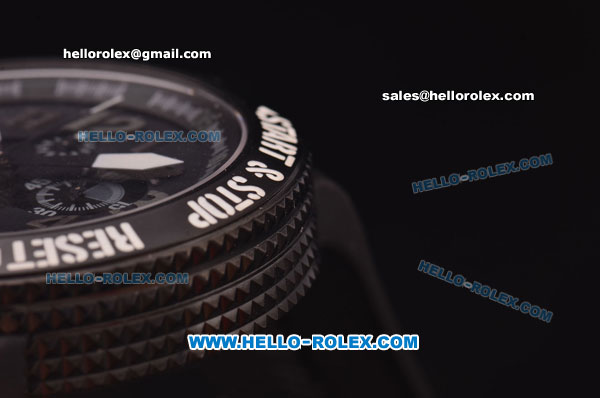 Hamilton Khaki X Wind Chrono Swiss Valjoux 7750 Automatic Movement PVD Case with Black Dial and Black Rubber Strap 1:1 Original - Click Image to Close