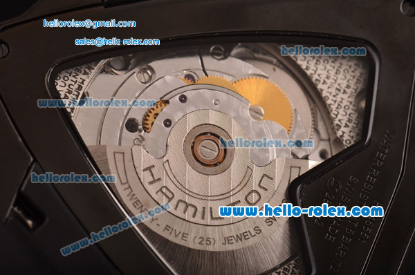 Hamilton Ventura XXL Swiss ETA 2824 Automatic Black PVD Case with Black Rubber Strap and Black Skeleton Dial - Click Image to Close