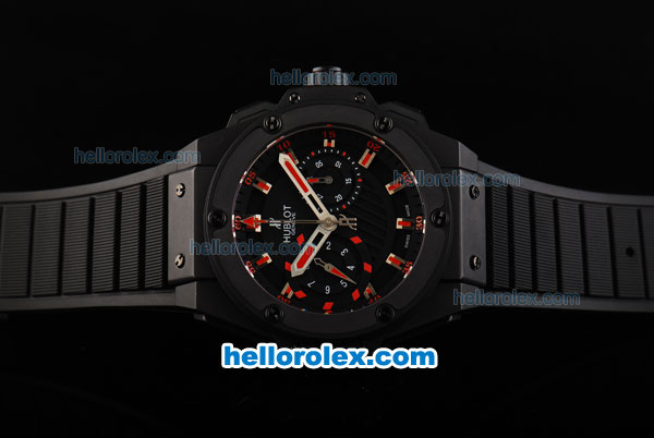 Hublot Big Bang Swiss Valjoux 7750 Automatic Movement Ceramic Case with Black Dial-Red Markers and Black Rubber Strap - Click Image to Close