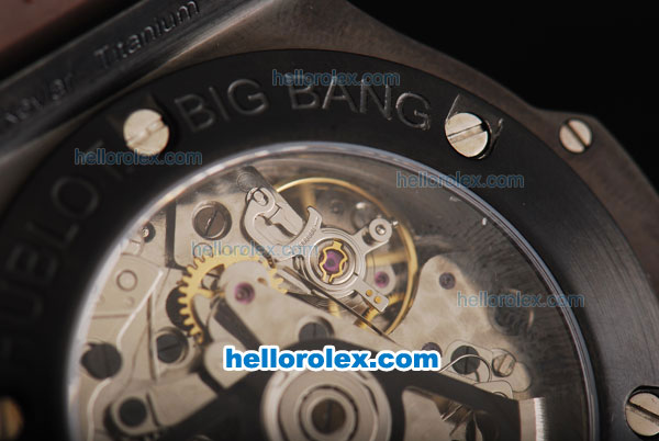 Hublot Big Bang Swiss Valjoux 7750 Automatic Movement PVD Case with Ceramic Bezel-Brown CF Dial and Silver Stick/Numeral Markers - Click Image to Close