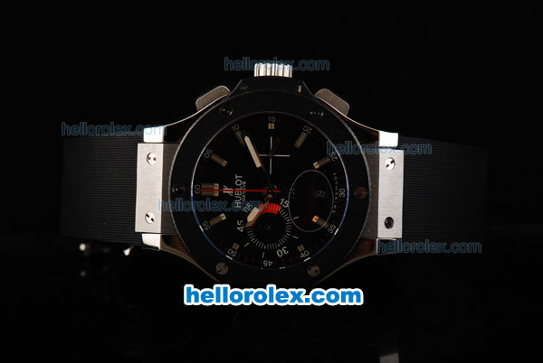 Hublot Big Bang Uefa Euro 2008 Swiss Valjoux 7750 Chronograph Movement Ceramic Bezel with Black Dial and Silver Stick Marker-Rubber Strap - Click Image to Close