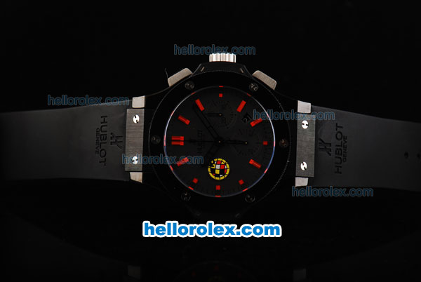 Hublot Big Bang Spanish Federation Bang Swiss Valjoux 7750 Automatic Movement Ceramic Bezel with Black Dial and Red Stick Markers - Click Image to Close