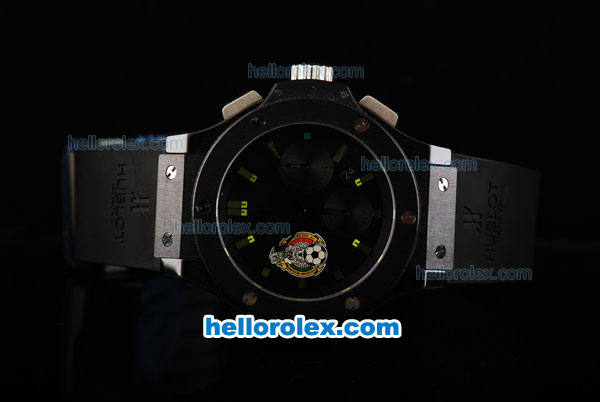 Hublot Big Bang Swiss Valjoux 7750 Automatic Movement Full Ceramic Case with Black Dial and Green Stick Markers - Click Image to Close