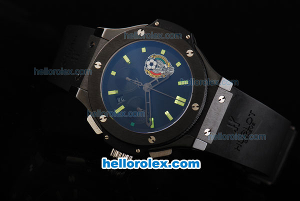 Hublot Big Bang Swiss Valjoux 7750 Automatic Movement Full Ceramic Case with Black Dial and Green Stick Markers - Click Image to Close