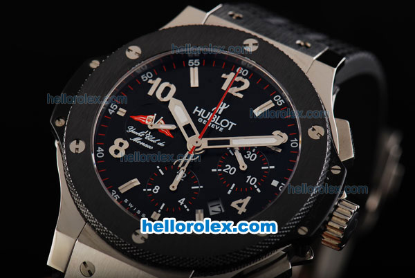 Hublot Big Bang Yacht Club Monaco Swiss Valjoux 7750 Automatic Movement Ceramic Bezel with Black Dial and Silver Markers 1:1 Original - Click Image to Close