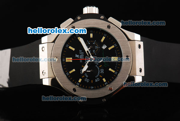 Hublot Big Bang Ayrton Senna Chronograph Miyota Quartz Movement Black Dial with Yellow Stick Markers - Click Image to Close