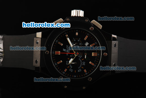 Hublot Big Bang Ayrton Senna Chronograph Miyota Quartz Movement PVD Case with Black Dial and Orange Stick Markers - Click Image to Close