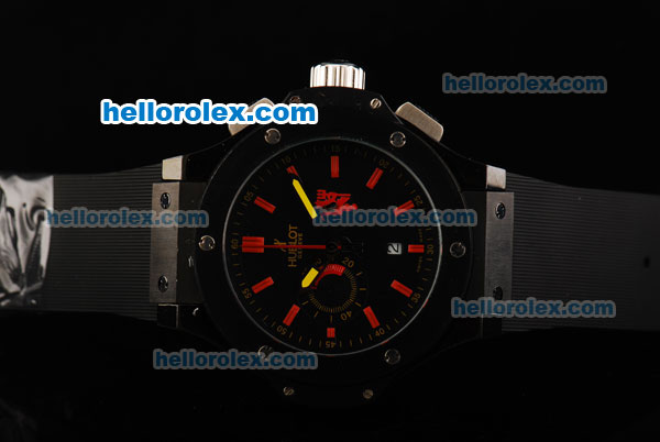 Hublot Big Bang Ayrton Senna Chronograph Miyota Quartz Movement PVD Case with Black Dial and Red Stick Markers - Click Image to Close