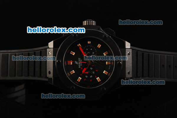 Hublot Big Bang Chronograph Miyota Quartz Movement PVD Case with Black Dial and Red Stick Markers - Click Image to Close