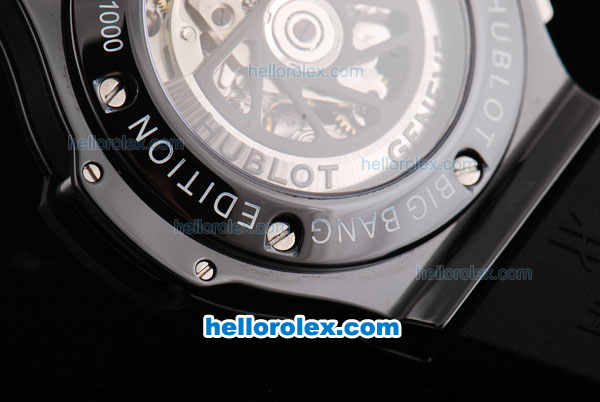 Hublot Big Bang Swiss Valjoux 7750 Chronograph Movement Full Black Ceramic Case with Black Dial and Rubber Strap - Click Image to Close