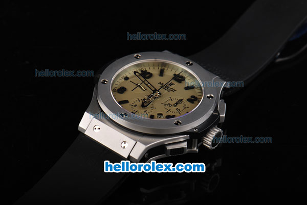 Hublot Big Bang Swiss Valjoux 7750 Chronograph Movement with Steel Titanium Bezel-Khaki Dial and Black Numeral/Stick Marker - Click Image to Close