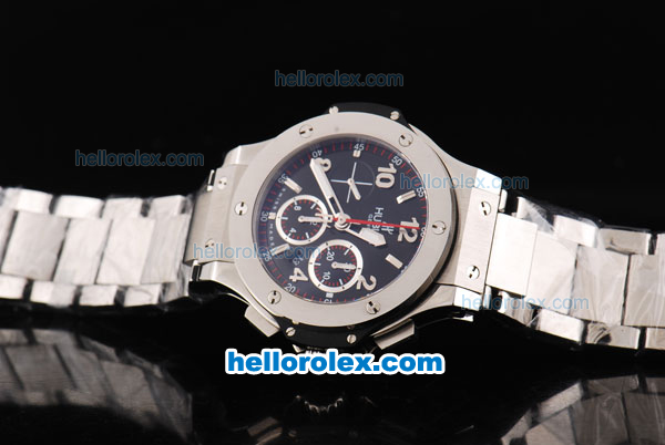 Hublot Big Bang Swiss Valjoux 7750 Automatic Movement Silver Case with Black Dial and SS Strap - Click Image to Close