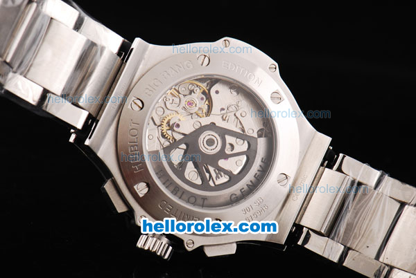 Hublot Big Bang Swiss Valjoux 7750 Automatic Movement Silver Case with Black Dial and SS Strap - Click Image to Close