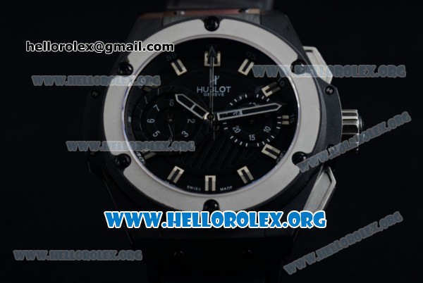 Hublot Big Bang King Power Foudroyante Chrono Swiss Valjoux 7750 Automatic PVD Case with Black Dial Steel Bezel and Black Rubber Strap - Click Image to Close