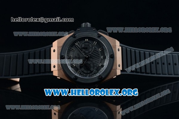 Hublot Big Bang King Power Foudroyante Chrono Swiss Valjoux 7750 Automatic Rose Gold Case with Black Dial PVD Bezel and Black Rubber Strap - Click Image to Close