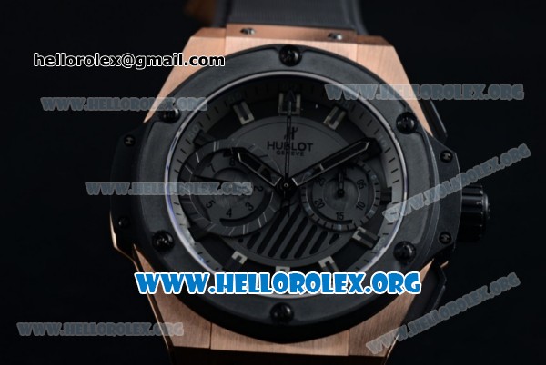 Hublot Big Bang King Power Foudroyante Chrono Swiss Valjoux 7750 Automatic Rose Gold Case with Black Dial PVD Bezel and Black Rubber Strap - Click Image to Close