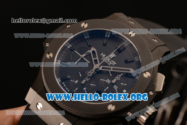 Hublot Big Bang Chronograph Swiss Valjoux 7750 Automatic PVD Case with Black Dial and Black Rubber Strap (YF) - Click Image to Close