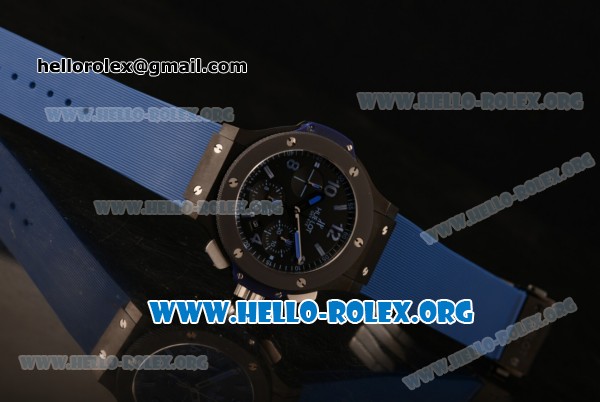 Hublot Big Bang Chronograph Swiss Valjoux 7750 Automatic PVD Case with Blue Dial and Blue Rubber Strap (YF) - Click Image to Close