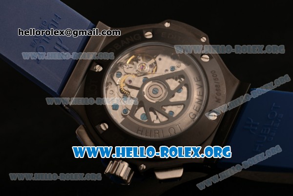 Hublot Big Bang Chronograph Swiss Valjoux 7750 Automatic PVD Case with Blue Dial and Blue Rubber Strap (YF) - Click Image to Close