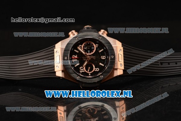 Hublot Big Bang Unico Chrono Swiss Valjoux 7750 Automatic Rose Gold Case with Rose Gold Bezel Skeleton Dial and Black Rubber Strap - 1:1 Original - Click Image to Close