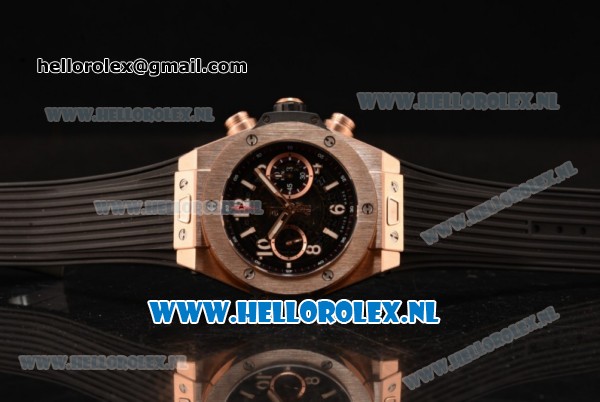 Hublot Big Bang Unico Chrono Swiss Valjoux 7750 Automatic Rose Gold Case Rose Gold Bezel with Skeleton Dial and Black Rubber Strap - 1:1 Original - Click Image to Close