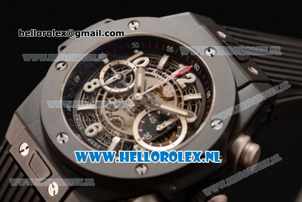 Hublot Big Bang Unico Chrono Swiss Valjoux 7750 Automatic PVD Case with Skeleton Dial and Black Rubber Strap PVD Bezel - 1:1 Original - Click Image to Close