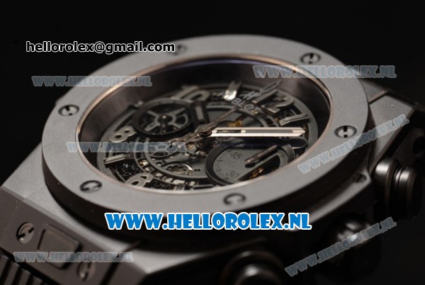 Hublot Big Bang Unico Chrono Swiss Valjoux 7750 Automatic PVD Case with Skeleton Dial and Black Rubber Strap - 1:1 Original - Click Image to Close