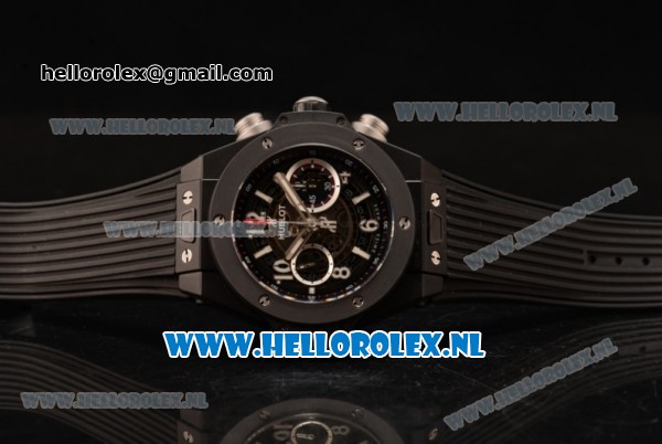 Hublot Big Bang Unico Chrono Swiss Valjoux 7750 Automatic PVD Case with Skeleton Dial PVD Bezel and Black Rubber Strap - 1:1 Original - Click Image to Close