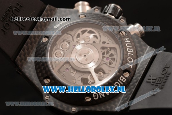 Hublot Big Bang Unico Chrono Swiss Valjoux 7750 Automatic PVD Case PVD Bezel with Skeleton Dial and Black Rubber Strap - 1:1 Original - Click Image to Close