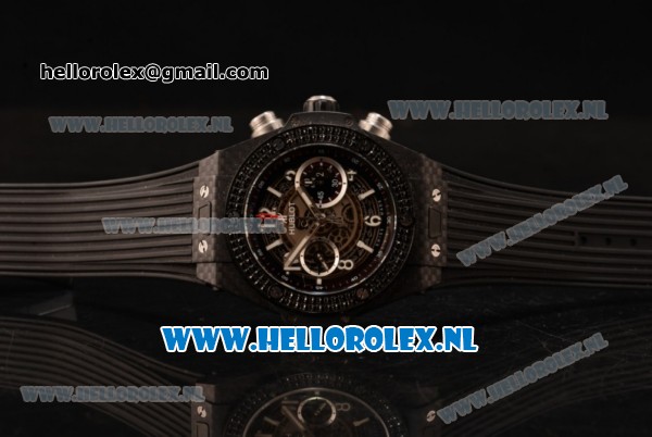 Hublot Big Bang Unico Chrono Swiss Valjoux 7750 Automatic PVD Case with Skeleton Dial and PVD Bezel Black Rubber Strap - 1:1 Original - Click Image to Close