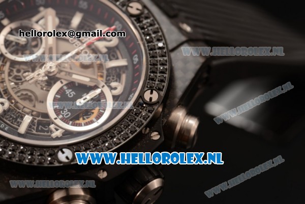 Hublot Big Bang Unico Chrono Swiss Valjoux 7750 Automatic PVD Case with Skeleton Dial and PVD Bezel Black Rubber Strap - 1:1 Original - Click Image to Close