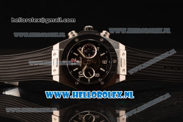 Hublot Big Bang Unico Chrono Swiss Valjoux 7750 Automatic Steel Case with Steel Bezel Skeleton Dial and Black Rubber Strap - 1:1 Original - Click Image to Close