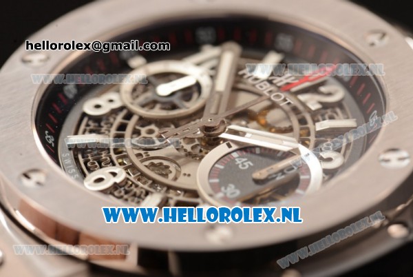 Hublot Big Bang Unico Chrono Swiss Valjoux 7750 Automatic Steel Case with Skeleton Dial Steel Bezel and Black Rubber Strap - 1:1 Original - Click Image to Close