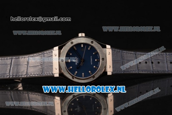 Hublot Classic Fusion 9015 Auto Steel Case with Blue Dial and Blue Leather Strap - Click Image to Close