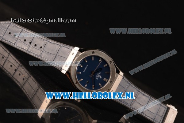 Hublot Classic Fusion 9015 Auto Steel Case with Blue Dial and Blue Leather Strap - Click Image to Close