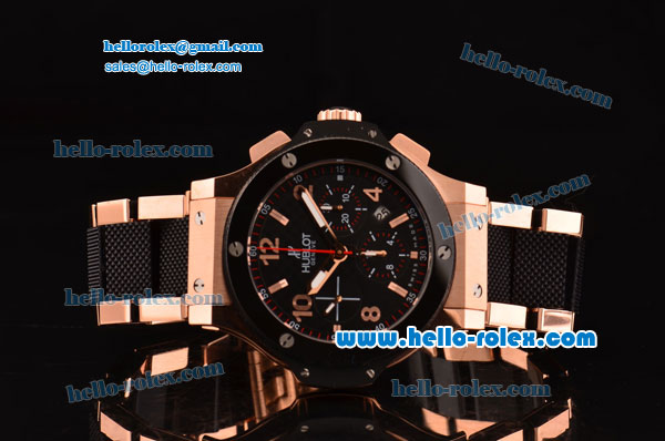 Hublot Big Bang Chrono Swiss Valjoux 7750-DD Automatic Rose Gold Case with PVD/Rose Gold Strap Black Dial - Click Image to Close