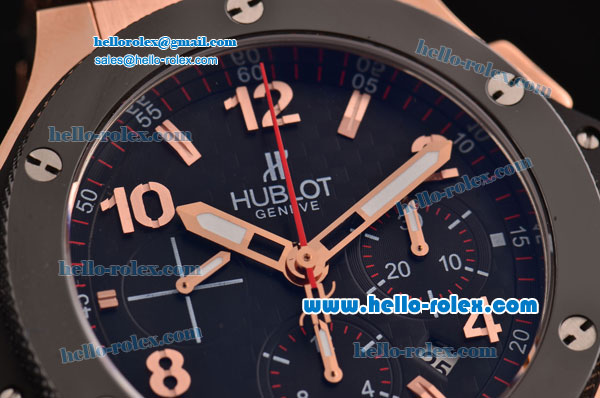 Hublot Big Bang Chrono Swiss Valjoux 7750-DD Automatic Rose Gold Case with PVD/Rose Gold Strap Black Dial - Click Image to Close