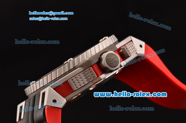 Hublot King Power Ferrari Chrono Miyota OS20 Quartz Steel Case with Black Rubber Strap Red Dial - Click Image to Close
